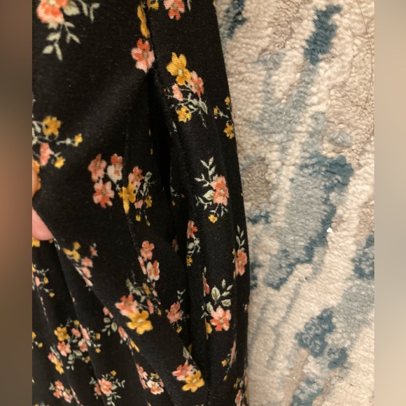 A06 Velvet Torch Pocket knit Dress A Line Black Pink Floral Midi Flowy Sz Medium - Picture 5 of 9